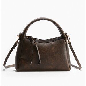 H&M Small Brown Distressed Print Mini Crossbody Purse Bag